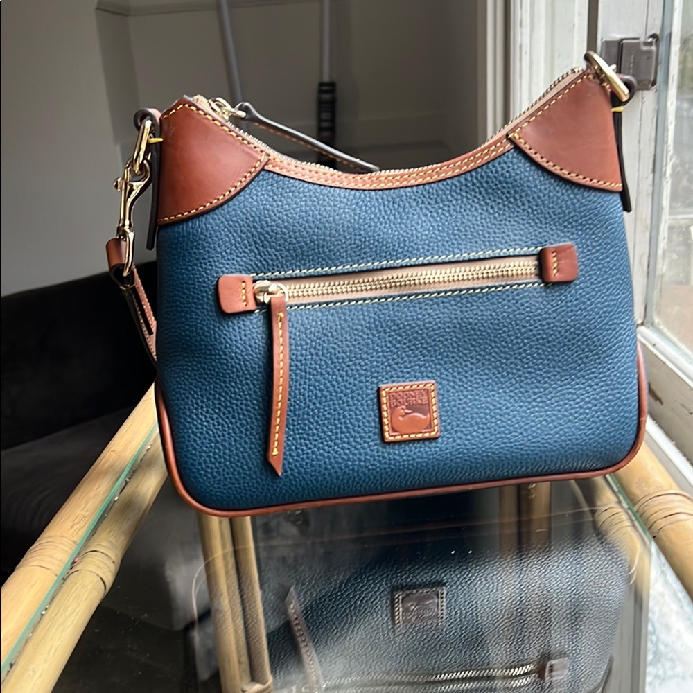 Dooney & Bourke Blue and Brown Leather Shoulder Bag